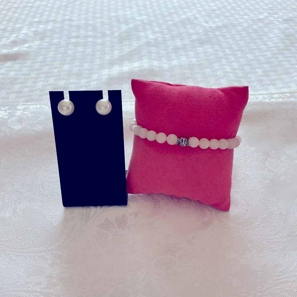 Rose Quartz Pearl Bracelet and Earring Set